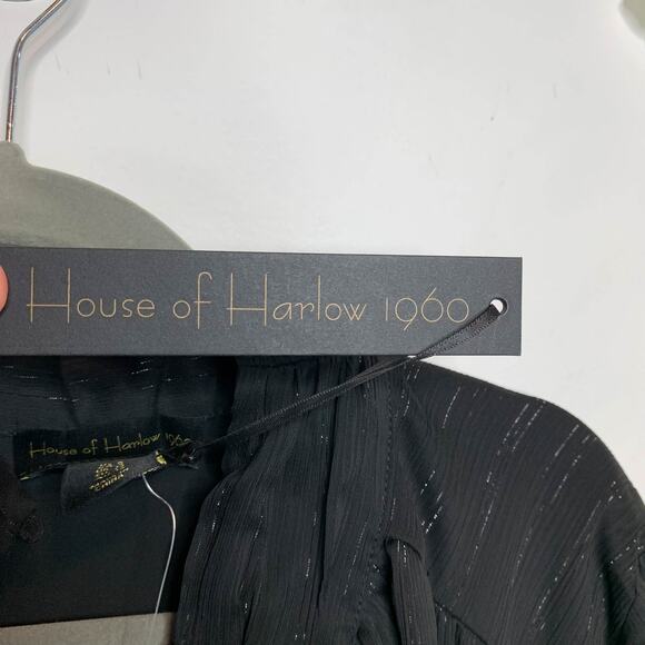 NWT HOUSE OF HARLOW 1960 glam boho button front high neck balloon sleeve 3056 - Picture 9 of 13